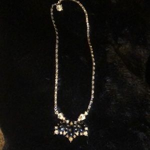 1960s Bogoff Black stone & clear rhinestone Necklace
